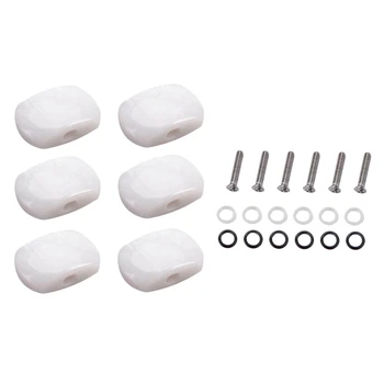 

6Pcs Acrylic Guitar Tuning Pegs Buttons Machine Heads Knobs With Screws Kit For Classical Guitars - White Pearl
