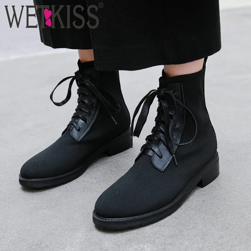 sock booties thick heel