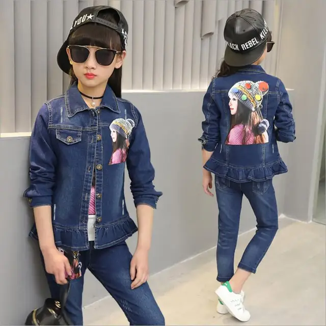 girls jeans suit