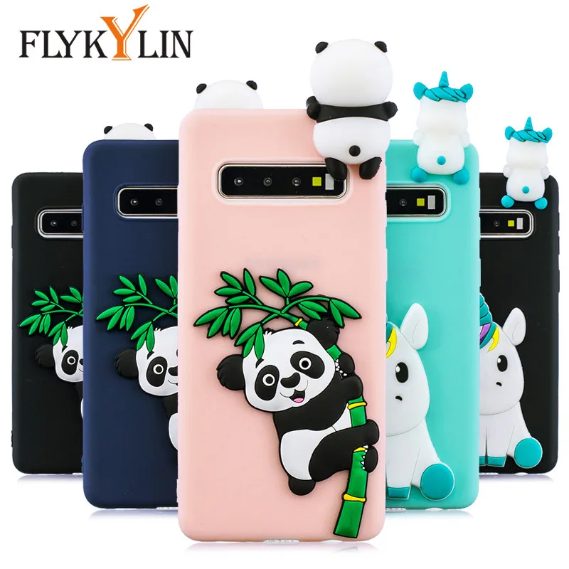 FLYKYLIN чехол с единорогом и пандой для Samsung Galaxy S10 Plus S10e S7 Edge S8 S9 задняя крышка из