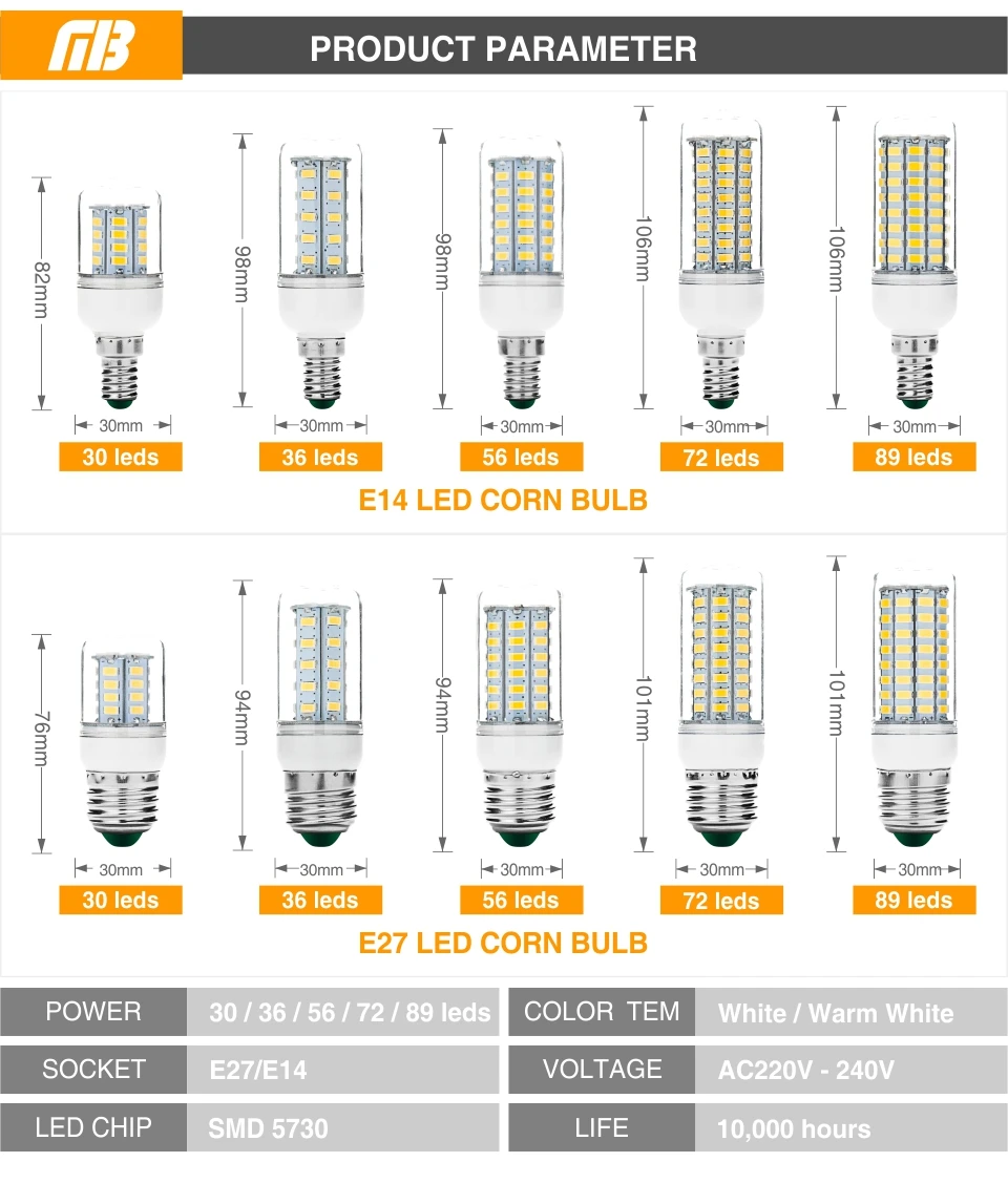 E27 E14 светодиодный шарик 30 36 56 72 89 светодиодный s люстры лампы в форме свечи SMD5730 лампа светильник светодиодный кукурузный светильник 220 В лампада светодиодный s Свеча светильник Точечный светильник
