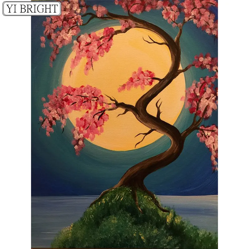 

5D DIY Full Square Diamond Painting Cross Stitch Moon tree 3D Diamond Embroidery Rhinestone Mosaic Home Decor HYY