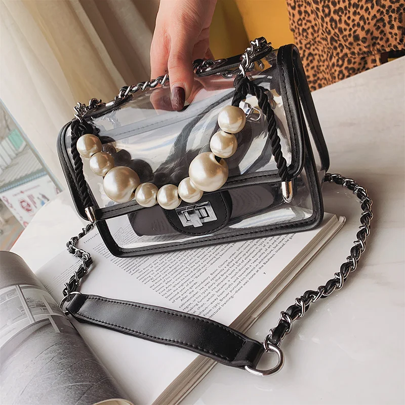 Transparent Bag Clear Pvc Plastic Crossbody Bag Acrylic Chain Beach