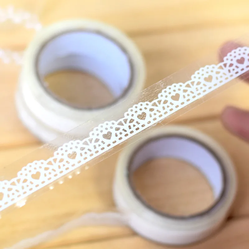 1 Pcs Diy Scrapbooking White Lace Tape Decoration Roll Tape Washi Decorative Sticky Masking Self