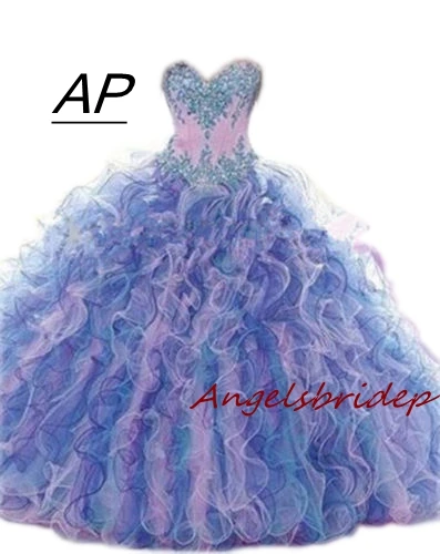 

ANGELSBRIEP Sweetheart Quinceanera Dresses 2019 For 15 Party Formal Embroidery Beading Organza Vestidos De Debutantes Party Gown