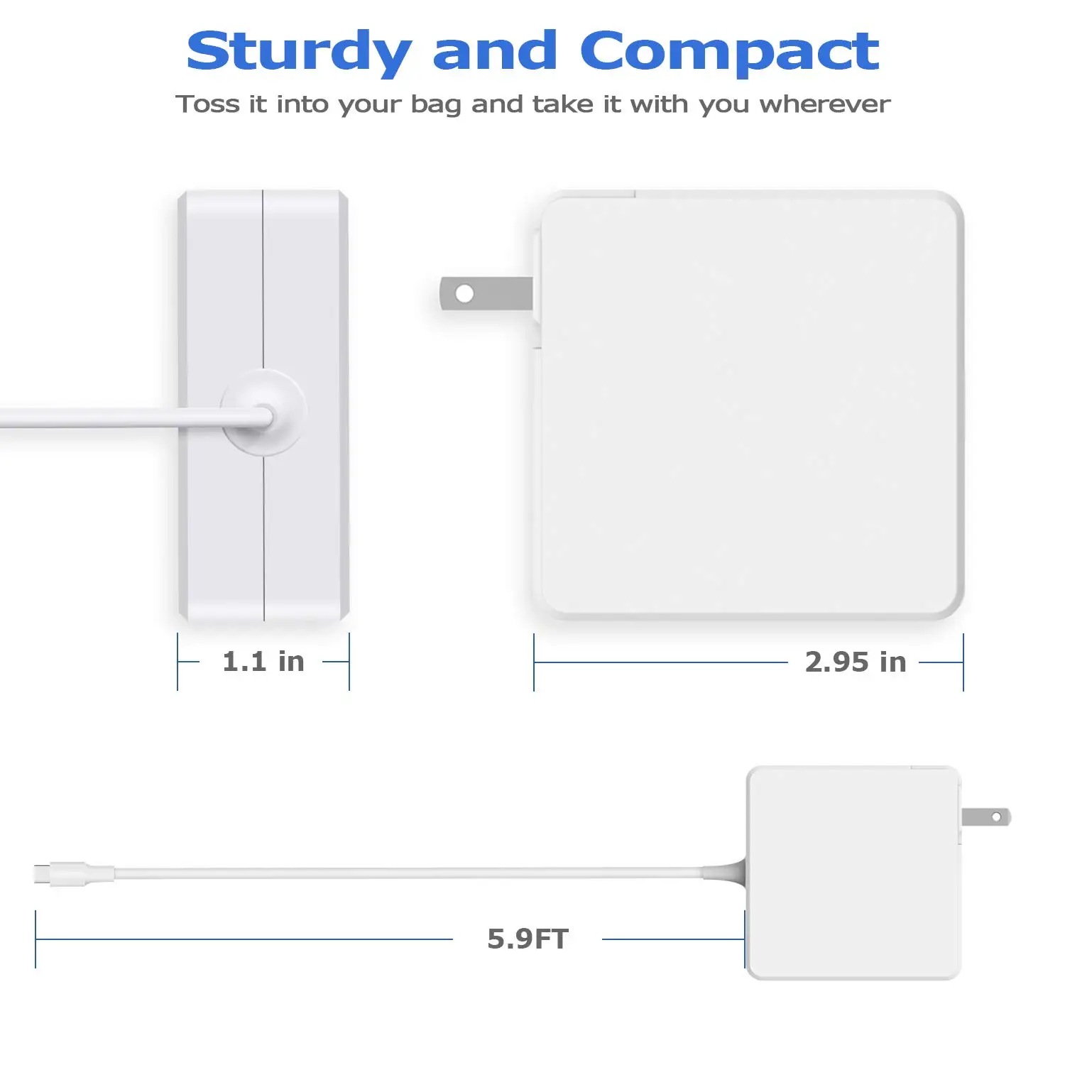 Сменное зарядное устройство для MacBook Pro, 61 Вт USB-C для USB-C зарядное устройство для адаптера переменного тока для MacBook Pro 12 дюймов 13 дюймов(61 Вт USB-C