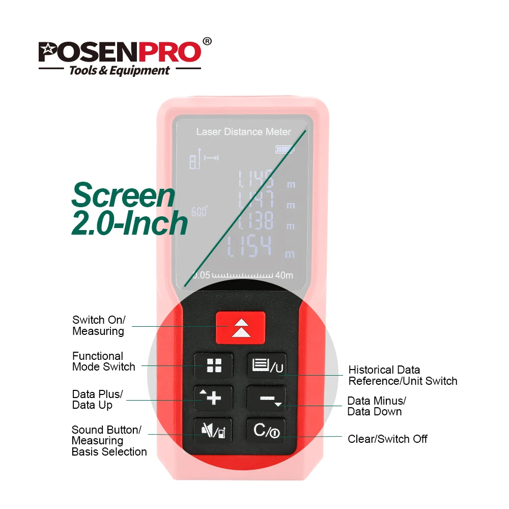 Лазерный дальномер POSENPRO 40m 60m 100m портативный дальномер|Лазерные дальномеры| |