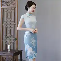 Modern chinese dress 2018 qipao style Traditional clothing ladies Short mini Cheongsam Dress vintage printed Q476