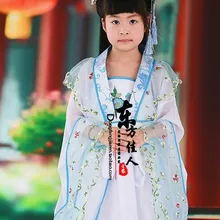 Костюм феи ханфу для маленькой девочки, синий и розовый, 2 цвета, Детский костюм ханфу на день