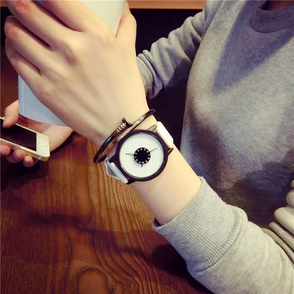 Модные мужские часы для женщин кожаный ремешок Кварцевые аналоговые наручные часы для влюбленных Bayan Kol Saati Fashion Saat