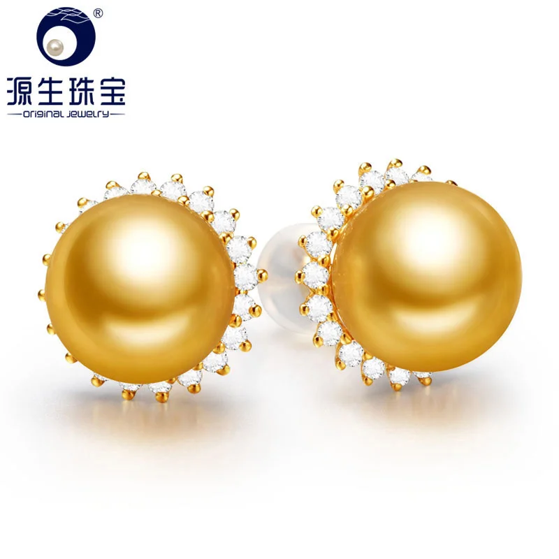 [YS] 18K Gold Sunshine Earring 9-10mm South sea Pearl  Earrings For Women