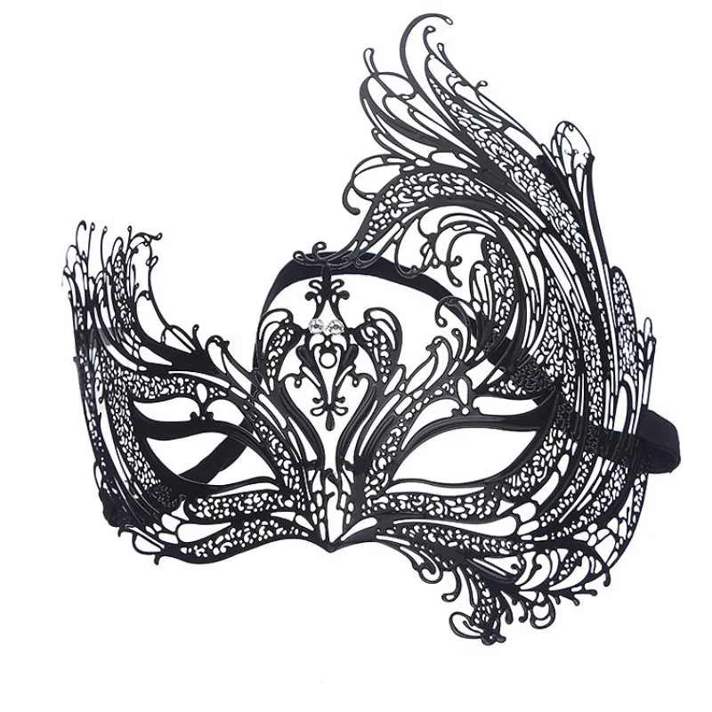 

Free shipping Black Swan Metal Filigree Laser Cut Venetian Masquerade Mask