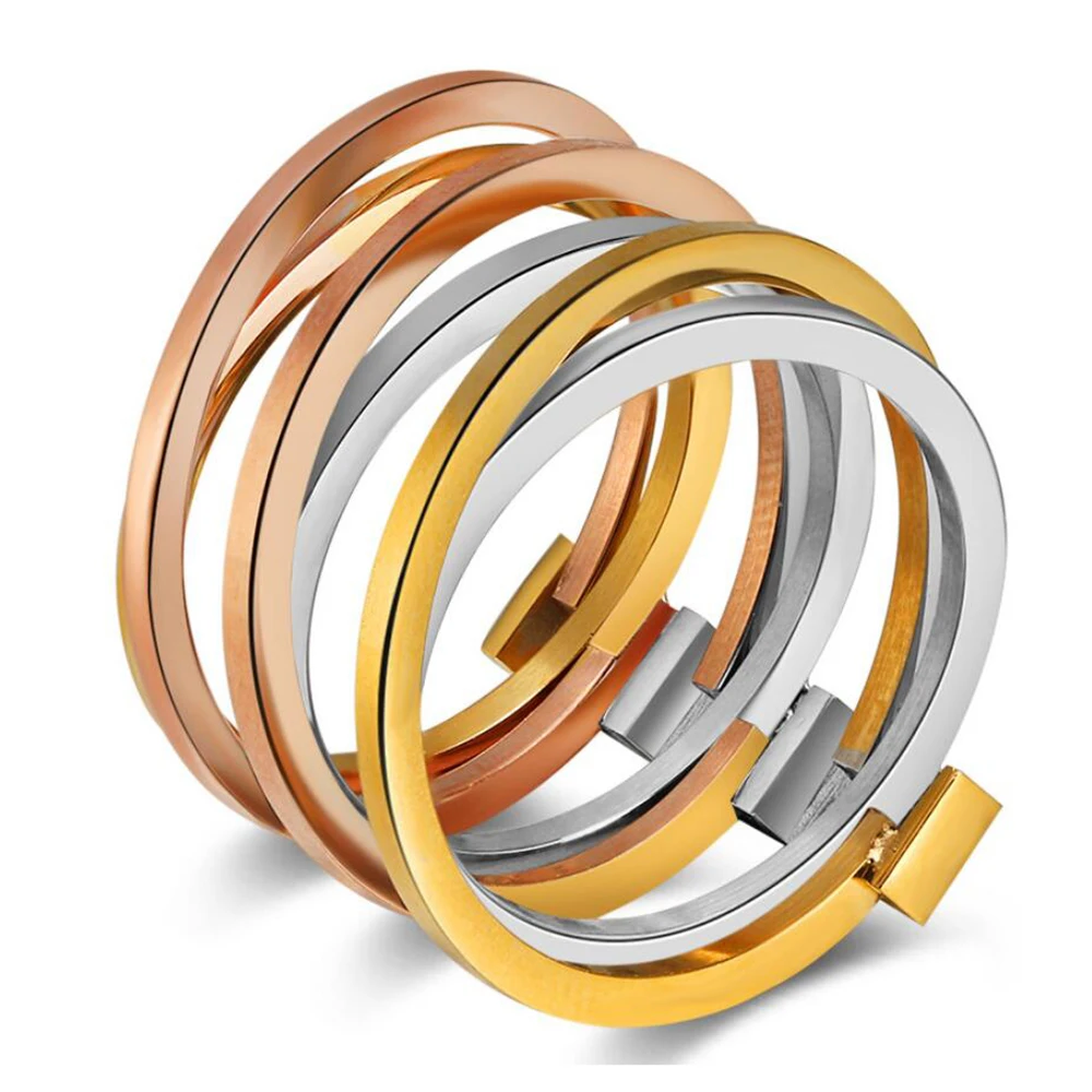 

NIBA 18mm 316L Stainless Steel Rings For Women High Polished Multicolor Unique Design Brand Party Jewelry Cuff Finger