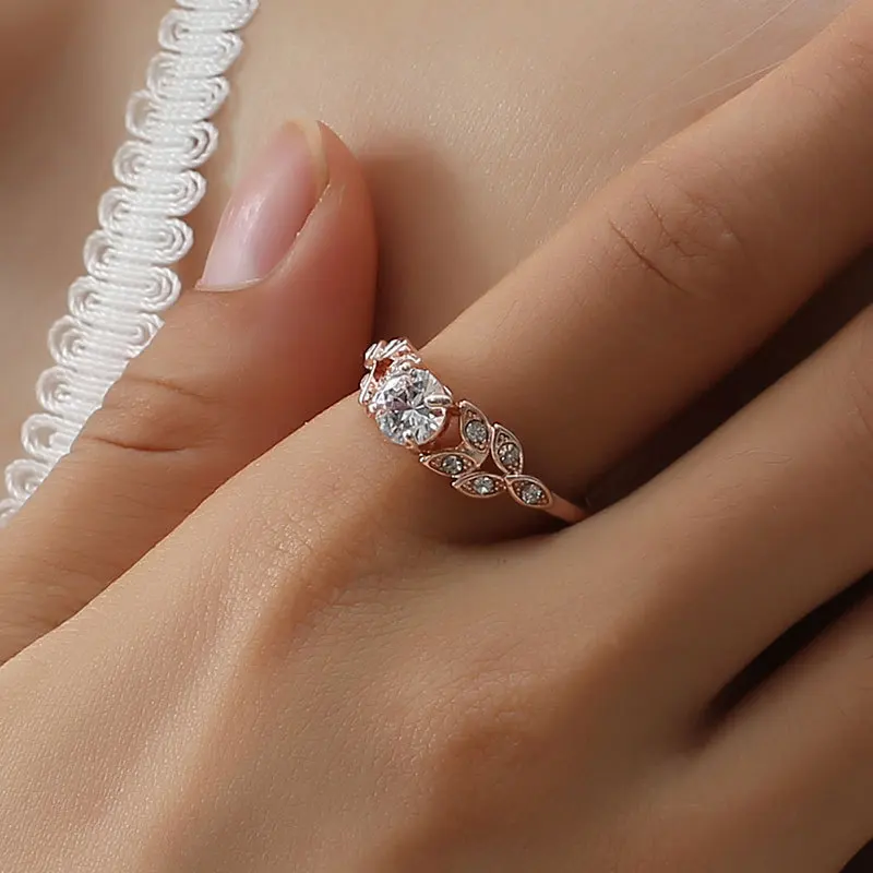 

New 2019 Zircon Feather Rings Zircon Rings Women's Bridal Accessories Wholesale