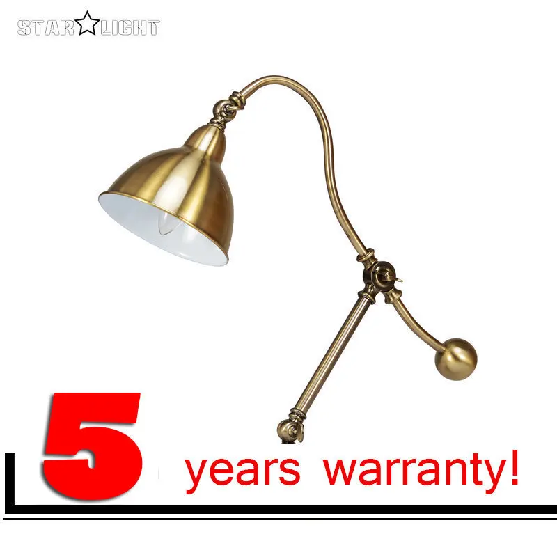 

Machinery punk vintage decorative Read work desk light bedroom lamp E27 LED source flexible metal plating bronze table lamp