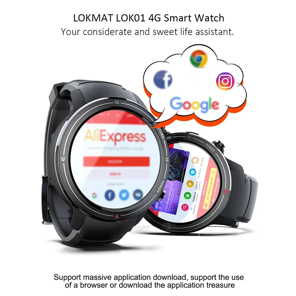 Смарт-часы LOKMAT LOK 01 4G Bluetooth 4,2, 3 Гб+ 32 ГБ, Android 7,1, фитнес-трекер, монитор сердечного ритма, WiFi, gps, Bluetooth, умные часы