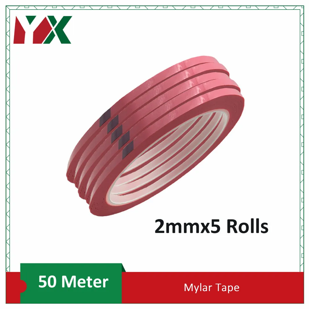 

YX 5Rolls 2mm Wide Adhesive Insulation Mylar Tape 50 Meter for Transformer, Motor, Capacitor, Coil Wrap, Anti-Flame