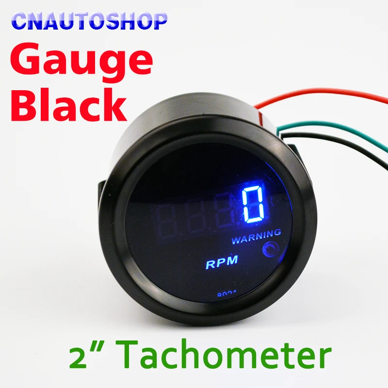 Car Tachometer 2" 52mm 0 9999 RPM Auto Gauge TAC Meter Tacho Blue LED