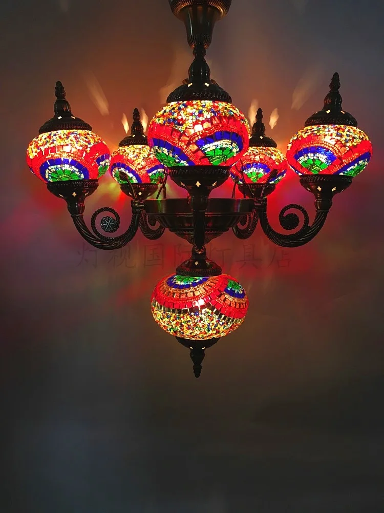 Стиль ручная инкрустированная стеклянная лампа с мозаикой романтическое Кафе Ресторан Бар отель люстры Средиземноморский стиль турецкое освещение