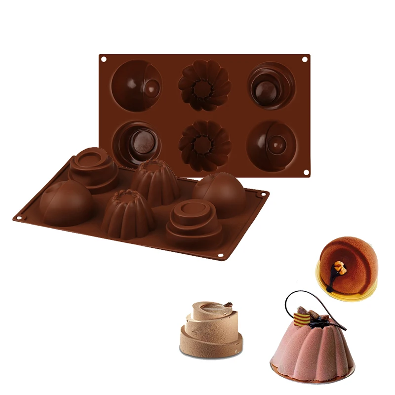 

6 Holes Silicone Chocolate Mold For Baking Jelly Pudding Mould DIY Pastries Dessert Bakeware Wedding Cake Decoration Tools