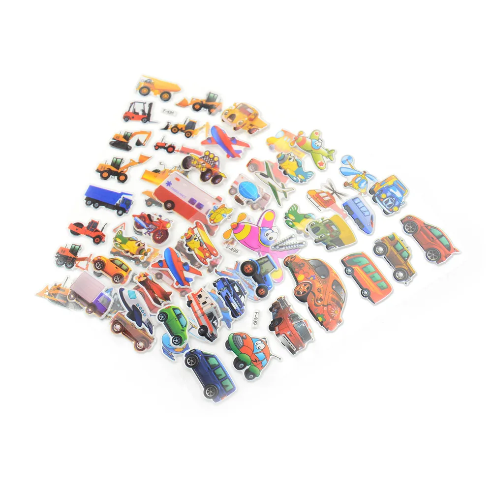 5 листов/Набор 3D мультфильм транспорт стикеры Автомобили Детские Классические игрушки пузырьковый стикер школьный подарок украшение
