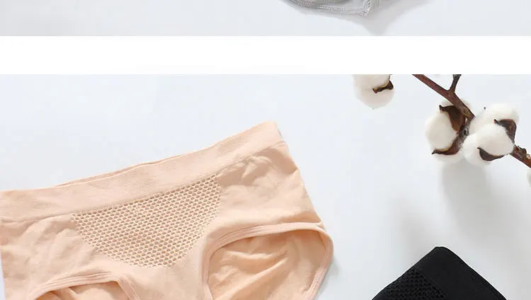 Women Pure Cotton Panty Mid Waist Breathable Trigonometric Panties Female Seamless Underwear Body Shaping Briefs Dropship (3)