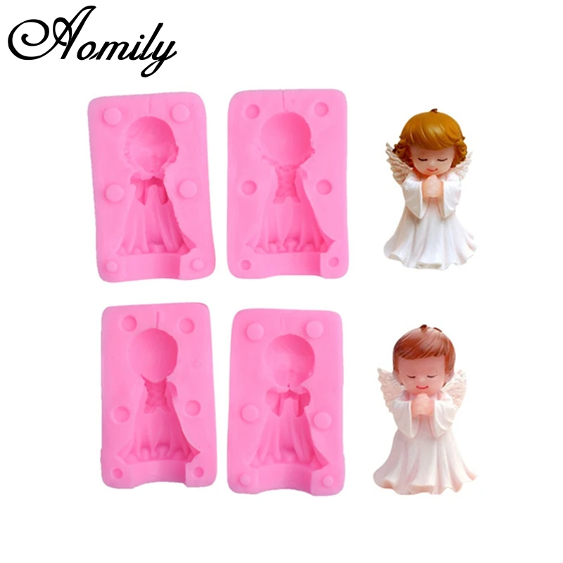 

Aomily 3D Angel Boy Girl Fondant Silicone Mold Candle Sugar Craft Tool Chocolate Cake Mould Kitchen DIY Baking Decorating Tools