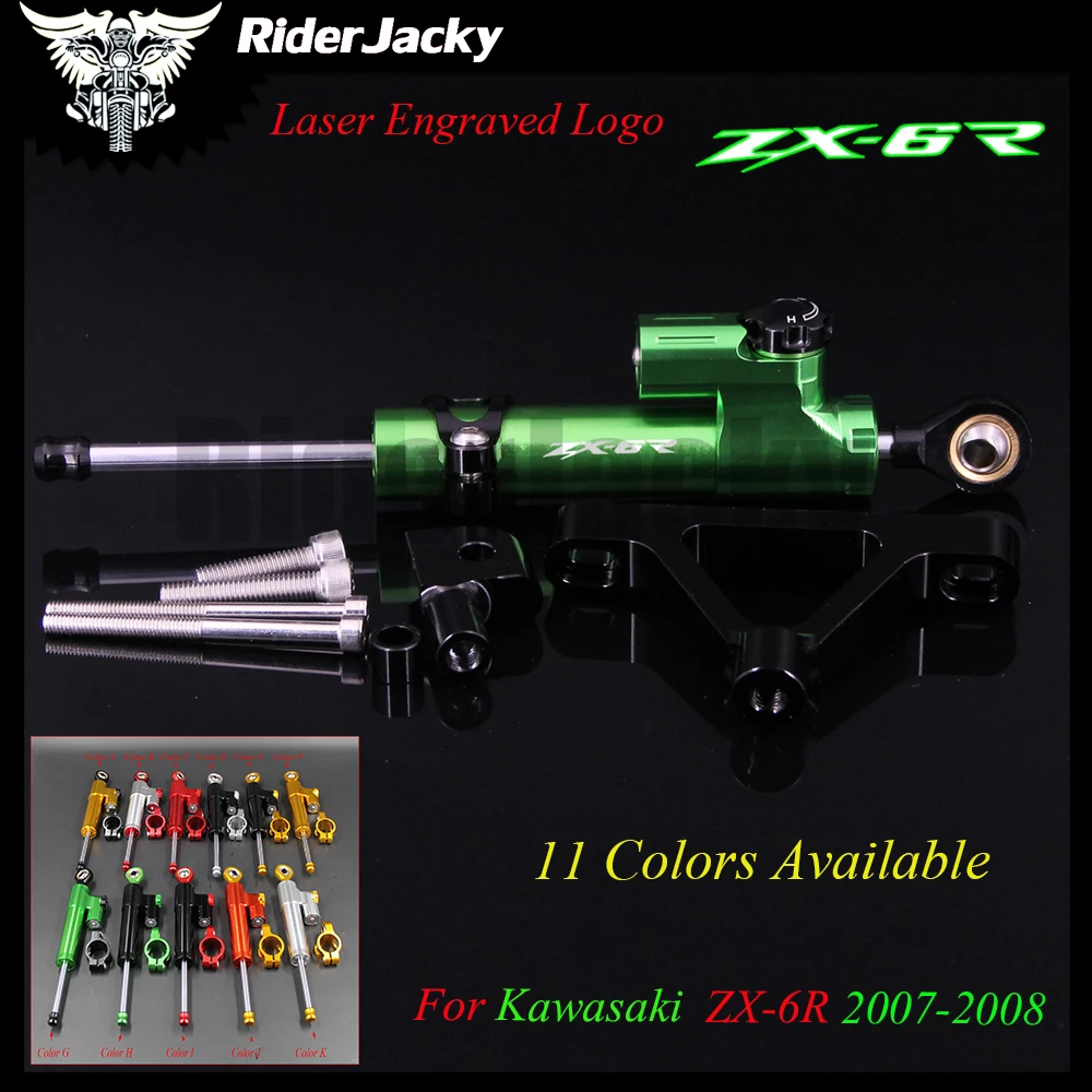 

Motorcycle CNC Damper Steering Stabilizer Linear Reversed Safety Control+Bracket For Kawasaki ZX-6R ZX 6R ZX6R 2007-2008 07 08