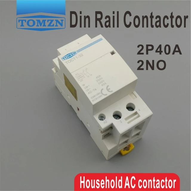 Contacteur - 2P 20A 24V 220V/230V 50/60Hz Contacteur AC domestique Montage  sur Rail DIN 1NO 1NC(24V)