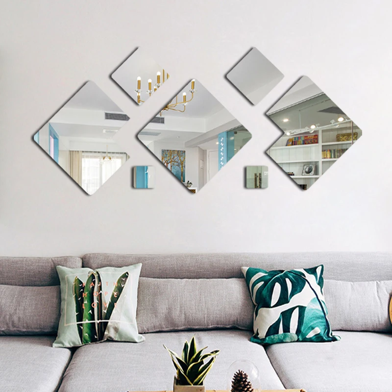 3D акриловые зеркальные наклейки на стену, украшение для гостиной, Diy наклейки на стену, домашний декор, ТВ-фон, наклейка на стену