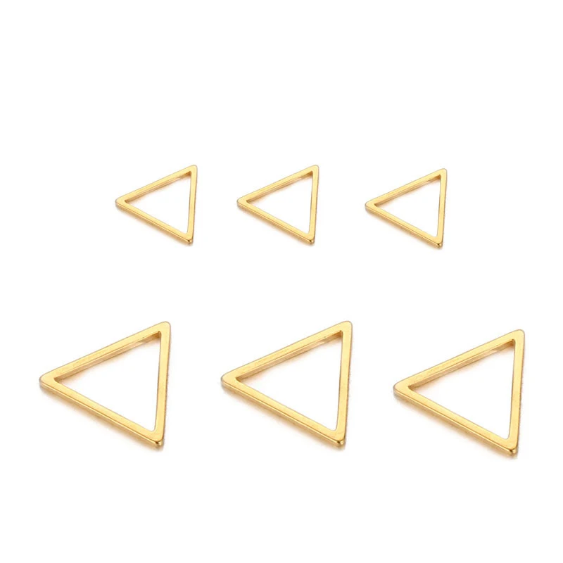 

10pcs/lot Simple Gold Plated Stainless Steel Geometric Hollow Triangle Shape Charms Pendant DIY Necklace Jewelry Making Supplies