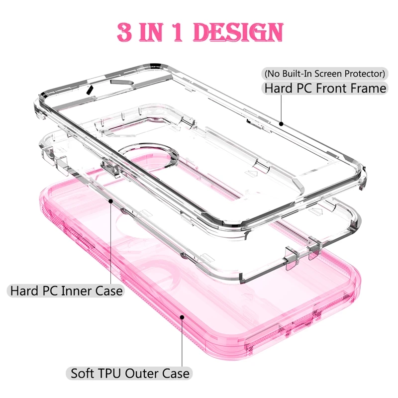 cute iphone 7 cases Armor Hard Case For iPhone 7 6 6s Plus X Xs Max 360 Case Clear PC Bumper Cute Bling Cases For iPhone XR 8 plus Silicone Cover iphone 8 plus leather case