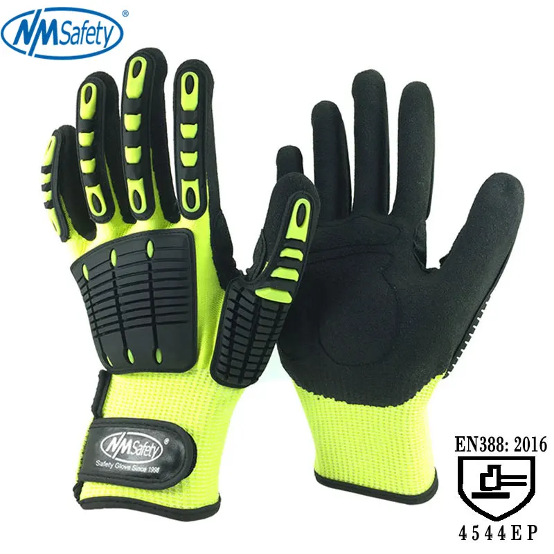 

NMSafety 2 Pairs Hi-Viz Anti Vibration and Shock Safety Glove High-visibility Anti Impact Resistant Mechanics Work Glove