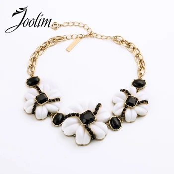 

JOOLIM Stylish Black White Mixed Flower Choker Necklace Statement Necklace Gorgeous Necklace Bib Necklace