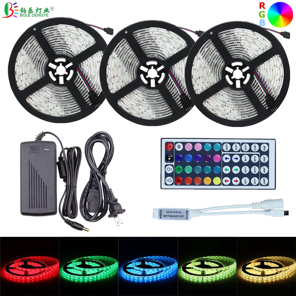 SMD 5050 водонепроницаемая светодиодная лента RGB 12 В постоянного тока гибкая 5 м 10 15