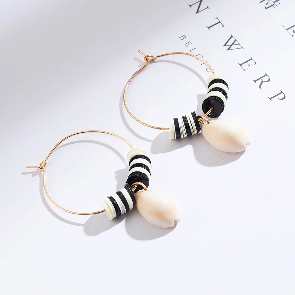 

Unique natural shell big hanging earrings for women 2019 Fashion red black yellow green color drop earrings Charm jewelry gifts