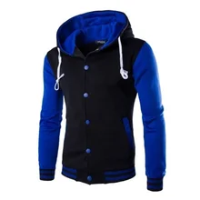 ZOGAA Men's Fashion Color Block Baseball Hooded Jacket Men Patchwork hoody fleece Sport Sweatshirt PLUS SIZE XS-5XL color block geometry patchwork plus size knitwear