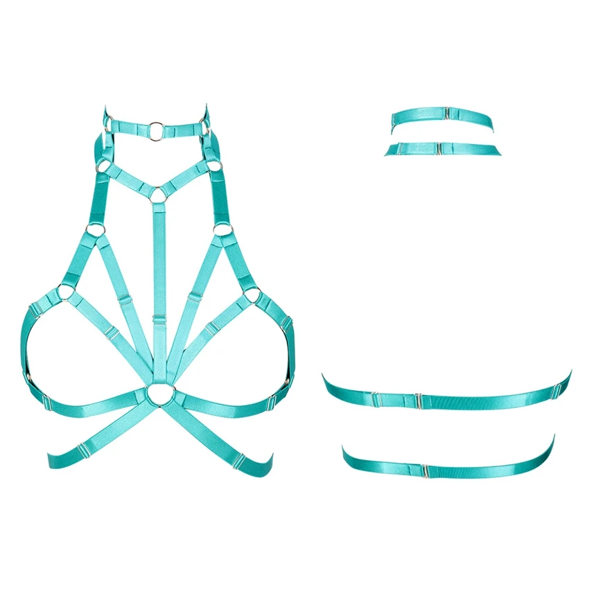 Plus Size Strappy Elastic Chest Belt Harness Lingerie Hollow Out Women Punk Goth Body Cage Bra Plus Size Clothing Carnivals Rave