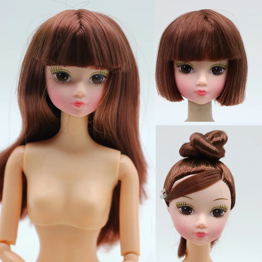 1 шт. высокое качество голова куклы с коричневыми волосами DIY голова аксессуары для куклы Барби для 1/6 BJD Кукольный дом er017