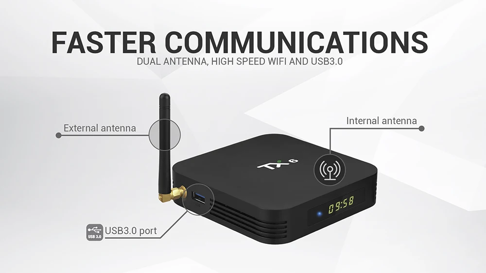 TX6 Android ТВ Box с Allwinner H6 Процессор 4 ядра Android 7,1 Встроенный Wi-Fi 2,4G + 5G BT4.1 USB3.0 Оперативная память 4 Гб Встроенная память 32 ГБ