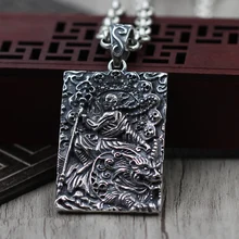 S925 colgante de Buda de plata el infierno no está vacío hasta que el collar del ejército masculino dominado Etiqueta de plata