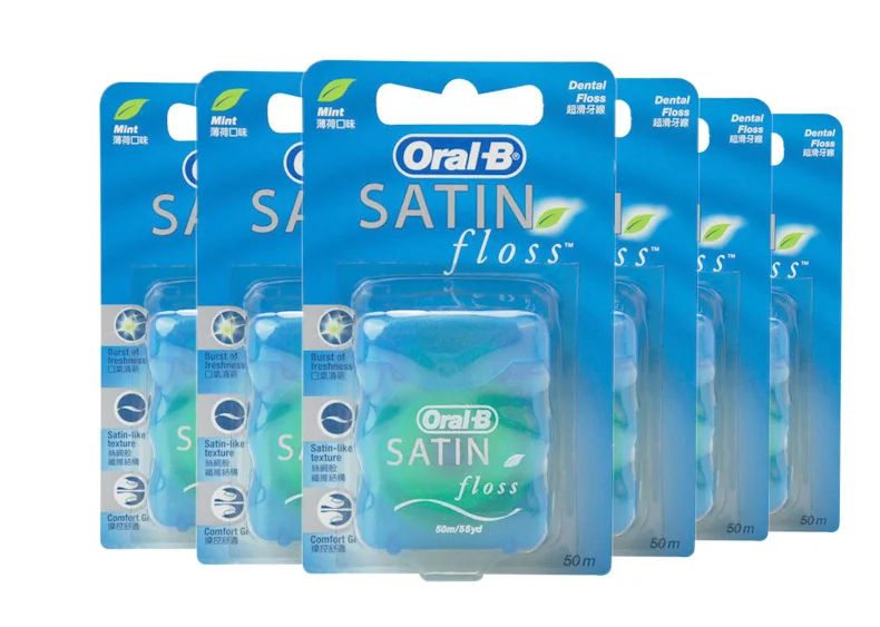 Oral Cetim Dental Floss Suave Limpeza Profunda Goma Cuidados Higiene Encerado Linha Plana Flosser Fresco Hortelã 50 m - Pcs 6 Pces = 1 Pacote b 18 Beleza e saúde