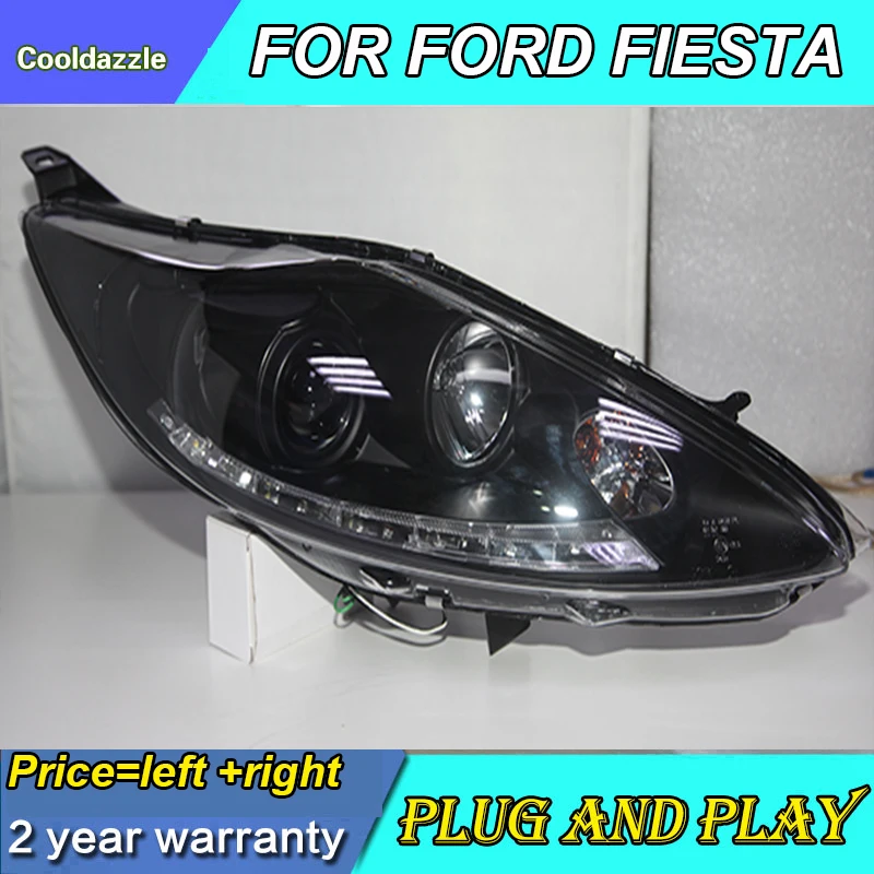 Для FORD Fiesta светодиодный фар 2008 2009 2010 2011 2012 год с Габаритные огни передние фары с HID