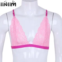 Iiniim гей мужское нижнее белье SISSY экзотический лифчик кружева прозрачные ремни назад крест-накрест без проволоки бралет без подкладки специальное ночное белье