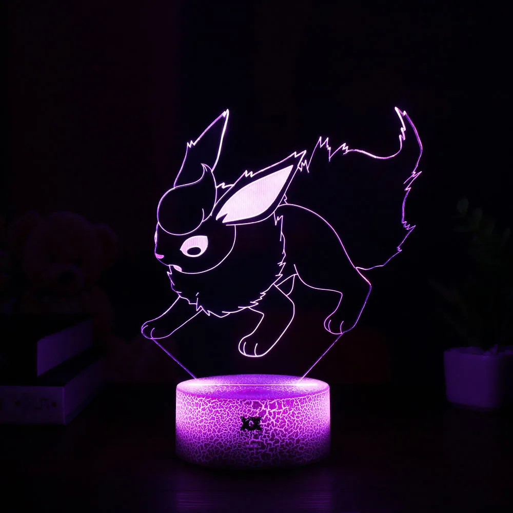 Популярные покемон игры Eevee семейная серия 3D лампа USB мультфильм ночник светодиодный 7 цветов Настольная лампа детские подарки Хуэй Юань