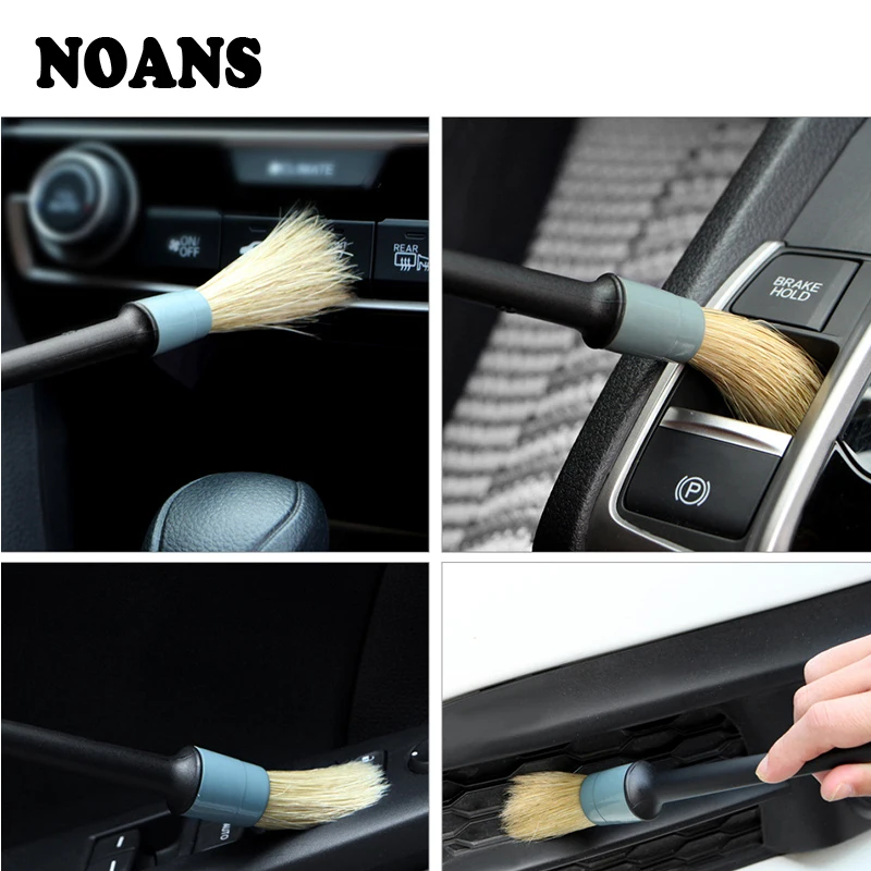  NOANS Universal Natural Pig Hair Brushes Car Cleaning Soft Dust Brush For BMW E46 E39 E90 E60 Toyot
