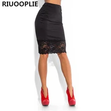 RIUOOPLIE Для женщин пикантные модные кружева стрейч офисные Высокая Талия Карандаш Bodycon нарядные юбки