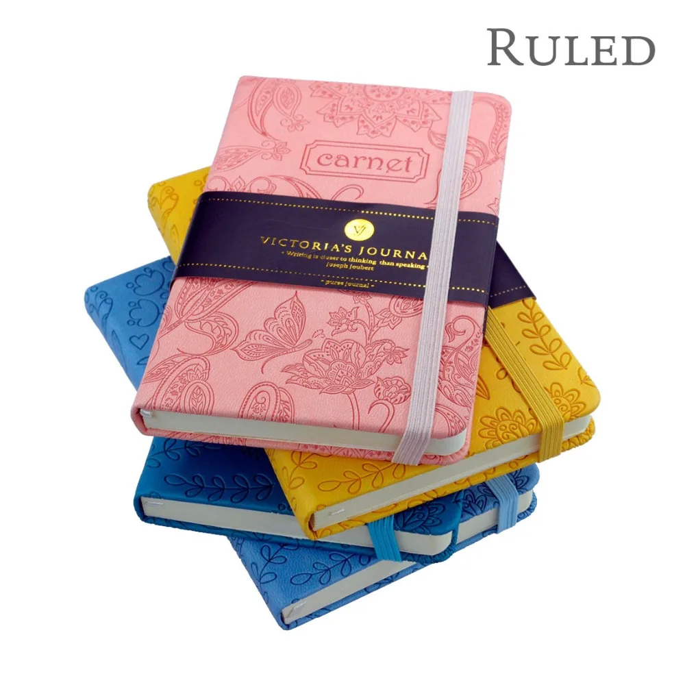 CARNET Small Hard Cover Ruled Notebook Elastic Band Lined Journal