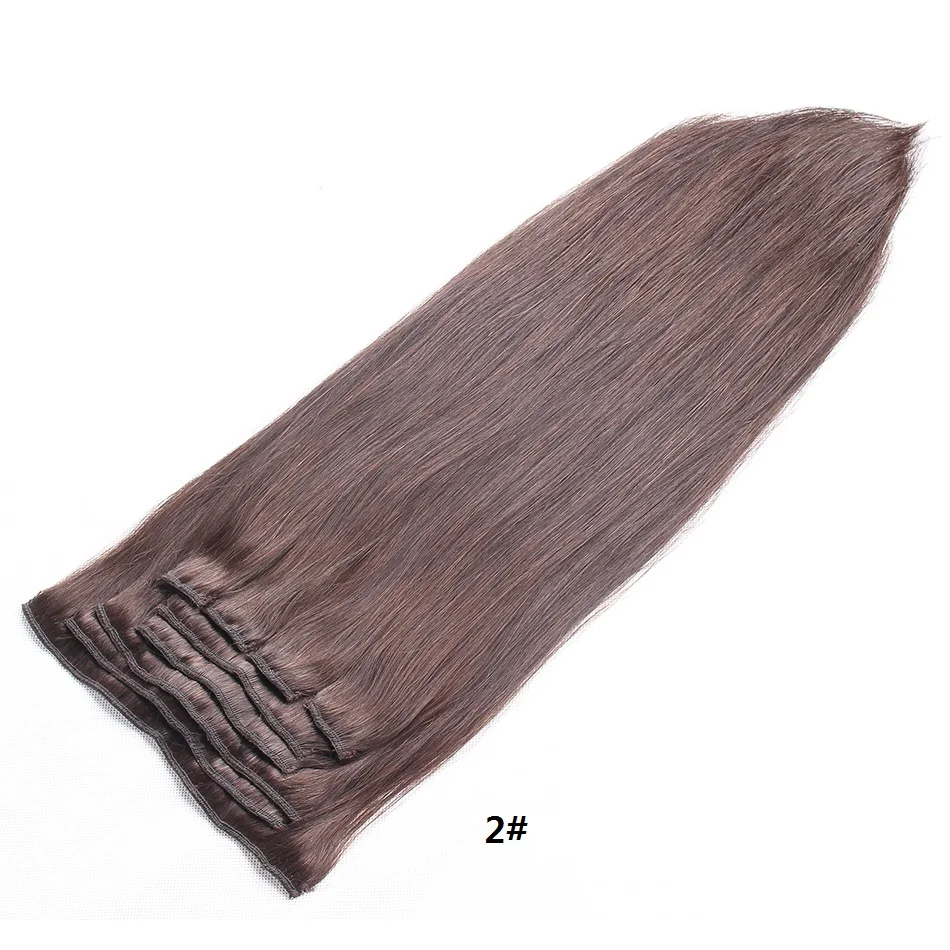 Clip in hair extension Human hair bundles brazilian hair 2# 