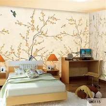 Пользовательские печати DIY ткань и текстильные обои для стен моряки ткань обои матовый шелк для постельных принадлежностей комнаты цветы птицы хорошо